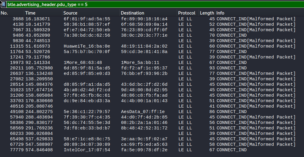 Applying the filter in Wireshark